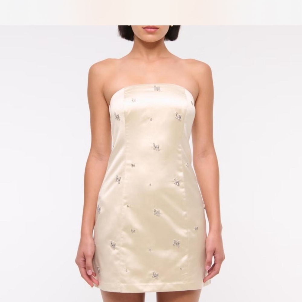 Abercrombie & Fitch Strapless Champagne Satin Mini Dress